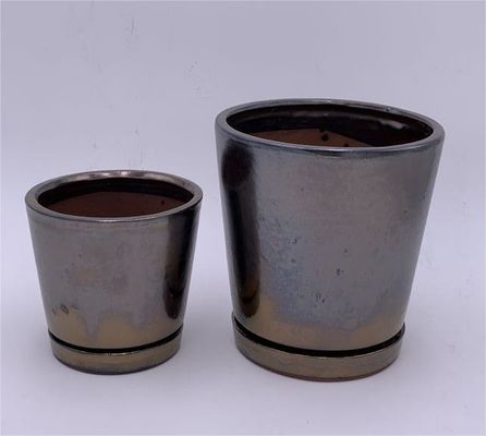 Square Ceramic Indoor Pots 5 Inch And 7 Inch With Saucer Glazed