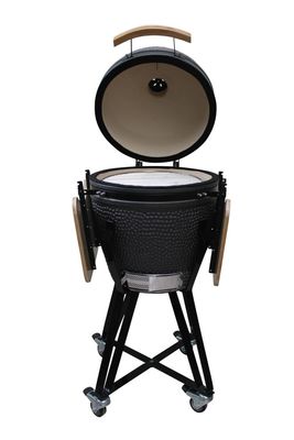 Ceramic 20 Inch Kamado Grill Charcoal Grill Matte Black Color 51cm With Cart And Side Tables