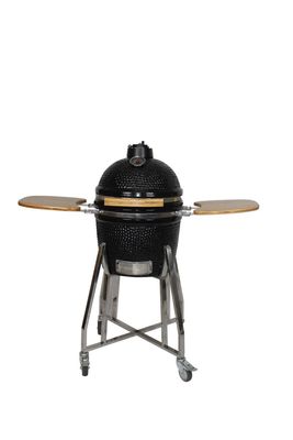 Ceramic 16 Inch Kamado Grill Charcoal Black Color 40cm With Cart And Side Tables