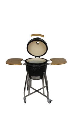 Ceramic 16 Inch Kamado Grill Charcoal Black Color 40cm With Cart And Side Tables
