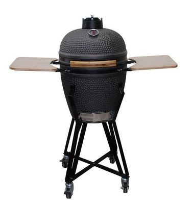 Ceramic 20 Inch Kamado Grill Charcoal Grill Matte Black Color 51cm With Cart And Side Tables