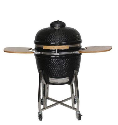 Ceramic Outdoor 24 Inch Kamado Grill Charcoal Black Color 61cm With Cart And Side Tables