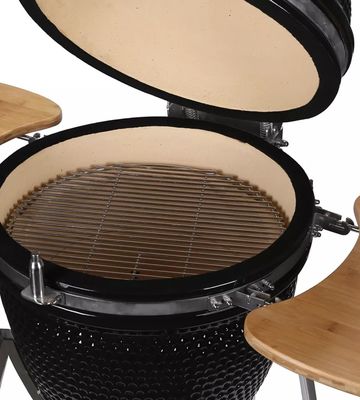 Ceramic Outdoor 24 Inch Kamado Grill Charcoal Black Color 61cm With Cart And Side Tables