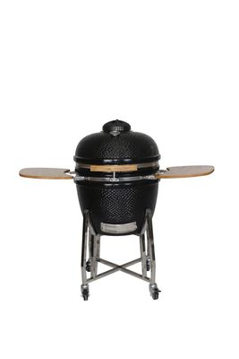 Ceramic Outdoor 24 Inch Kamado Grill Charcoal Black Color 61cm With Cart And Side Tables