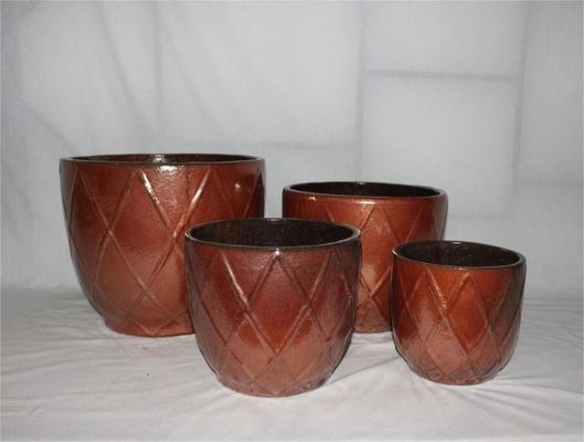 Glazed Round Shape Ceramic Outdoor Pot High Fired 8&quot; 10&quot; 12&quot; 15&quot;