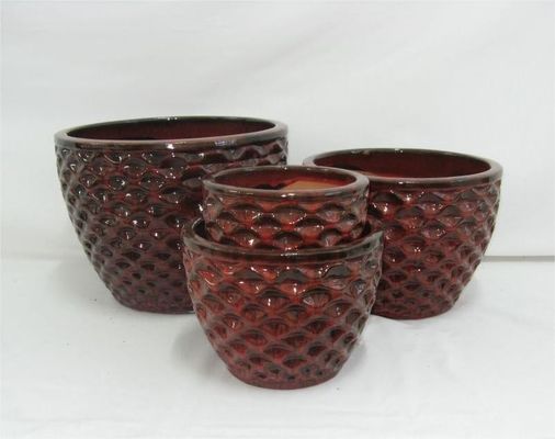 Ceramic Outdoor Pot High Fired Ceramic Pots For Outside round set 4