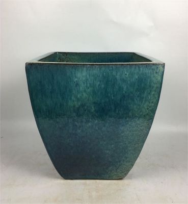 Square 3 Glazed Ceramic Outdoor Pot Hand Made High Fired