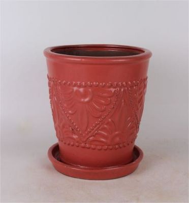 Saucer Glazed Ceramic Indoor Pots 6 Inch And 8 Inch