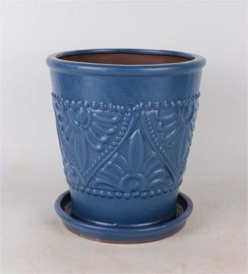 Saucer Glazed Ceramic Indoor Pots 6 Inch And 8 Inch