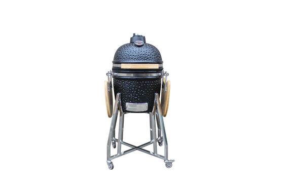 Outdoor Shiny Black Color 15 Kamado Style Ceramic Grill 39cm With Cart And Side Tables