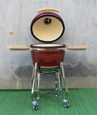 18 Inch Kamado Barbecue Grill Smoker Ceramic Tropical Red Color 48cm