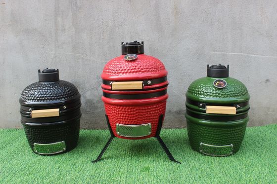 Green Color 13 Inch Kamado Grill Kitchenware Black Coated Iron