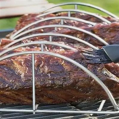 41x25.5x12cm Kamado Grill Accessories Stainless Steel Rib Rack For Smoking And Grilling