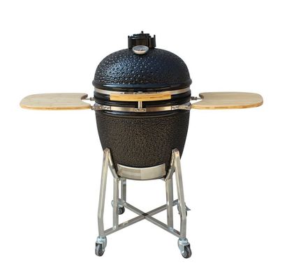 Outdoor Charcoal 22 Inch Kamado Grill High Degree Fired Resistance Shiny Black
