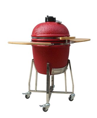Red Color Ceramic Kamado Grill  22 Inch Outdoor Charcoal Heat Resistant Mullite