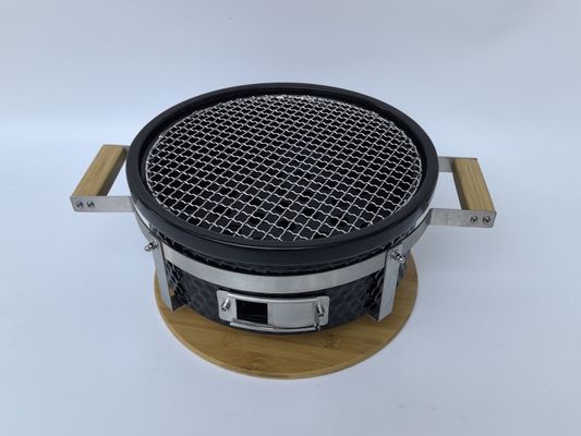 Ceramic Charcoal BBQ Grill Hibachi Grill Round in Black Color