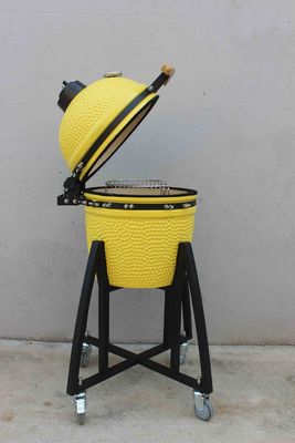 Ceramic 16 Inch Kamado Grill Charcoal Lemon Color 40cm With Cart And Without Side Tables
