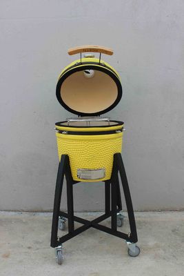 Ceramic 16 Inch Kamado Grill Charcoal Lemon Color 40cm With Cart And Without Side Tables